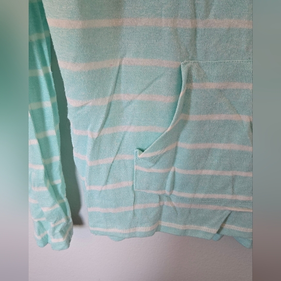 Cowl Neck Aqua Striped Sweater Size Large - Picture 4 of 5